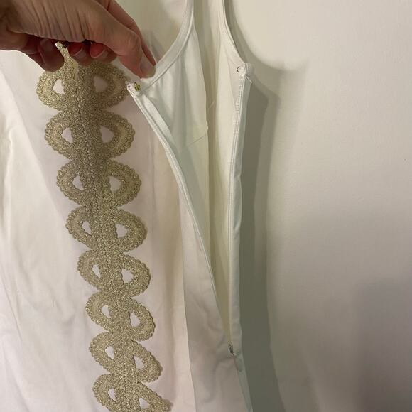 Mudpie White Sleeveless Shift Dress V Neck Classic Vacation Cotton Stretch S - Picture 7 of 13